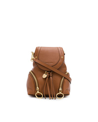 Женский табачный кожаный рюкзак с украшением от See by Chloe