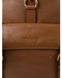 Мужской табачный кожаный рюкзак от Coach