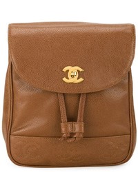 Женский табачный кожаный рюкзак от Chanel