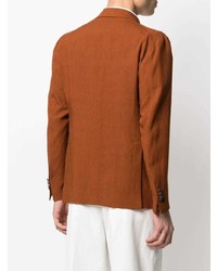 Мужской табачный льняной двубортный пиджак от Tagliatore