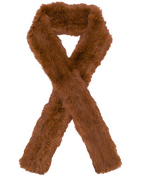 Женский табачный меховой шарф от Yves Salomon