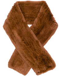 Женский табачный меховой шарф от Yves Salomon