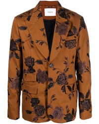 Табачный пиджак с цветочным принтом