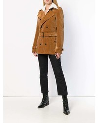 Женский табачный плащ от Saint Laurent