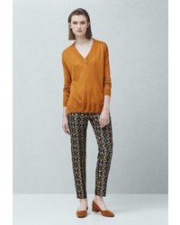 Женский табачный свитер с v-образным вырезом от Mango