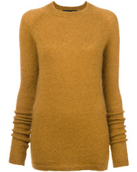 Женский табачный свитер с круглым вырезом из мохера от Haider Ackermann