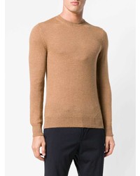 Мужской табачный свитер с круглым вырезом от Prada