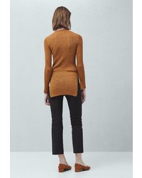 Женский табачный свитер с круглым вырезом от Mango