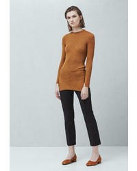 Женский табачный свитер с круглым вырезом от Mango