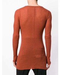 Мужской табачный свитер с круглым вырезом от Rick Owens