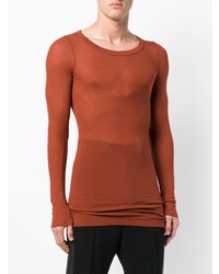 Мужской табачный свитер с круглым вырезом от Rick Owens