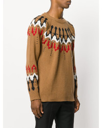 Мужской табачный свитер с принтом от Laneus