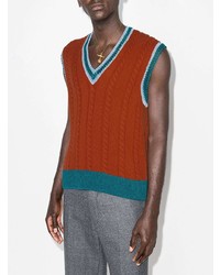 Мужской табачный трикотажный жилет от Wales Bonner