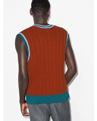 Мужской табачный трикотажный жилет от Wales Bonner