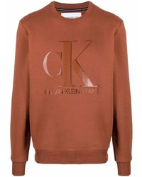 Табачный флисовый свитшот с принтом