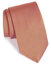 Табачный шелковый галстук с геометрическим рисунком