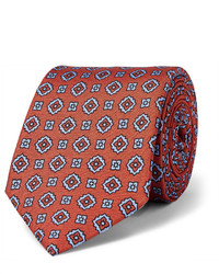 Табачный шелковый галстук с принтом
