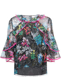 Темно-бирюзовая блузка с рюшами от Peter Pilotto