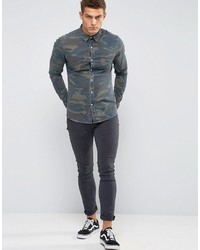 Мужская темно-бирюзовая джинсовая рубашка с принтом от Asos
