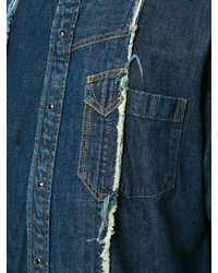 Мужская темно-бирюзовая джинсовая рубашка от Sacai