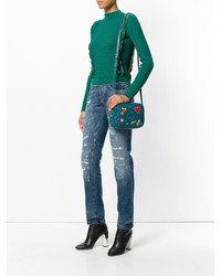 Темно-бирюзовая кожаная сумка через плечо от Dolce & Gabbana