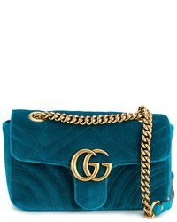 Женская темно-бирюзовая кожаная сумка от Gucci