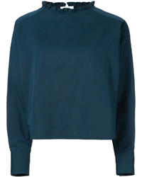 Темно-бирюзовая льняная блузка с рюшами от Atlantique Ascoli