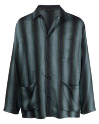 Мужская темно-бирюзовая рубашка с длинным рукавом в вертикальную полоску от Closed