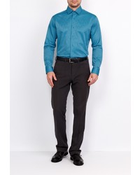 Мужская темно-бирюзовая рубашка с длинным рукавом от GREG