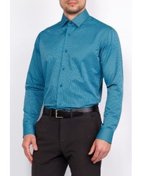 Мужская темно-бирюзовая рубашка с длинным рукавом от GREG
