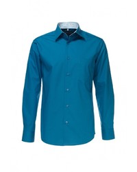 Мужская темно-бирюзовая рубашка с длинным рукавом от GREG