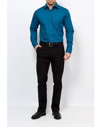Мужская темно-бирюзовая рубашка с длинным рукавом от GREG