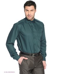 Мужская темно-бирюзовая рубашка с длинным рукавом от Hans Grubber