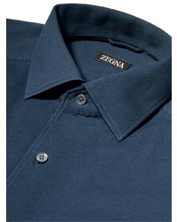 Мужская темно-бирюзовая рубашка с длинным рукавом от Zegna