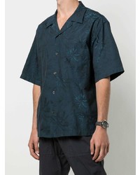 Мужская темно-бирюзовая рубашка с коротким рукавом с цветочным принтом от Barena