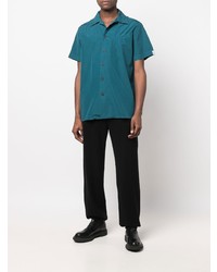 Мужская темно-бирюзовая рубашка с коротким рукавом от Winnie NY