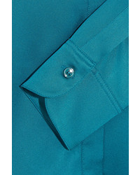 Темно-бирюзовая сатиновая блузка от Tom Ford