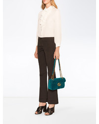 Женская темно-бирюзовая сумка с узором зигзаг от Gucci