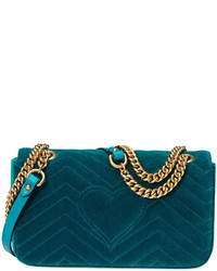 Женская темно-бирюзовая сумка с узором зигзаг от Gucci