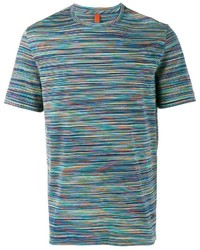 Мужская темно-бирюзовая футболка в горизонтальную полоску от Missoni