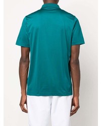 Мужская темно-бирюзовая футболка-поло в горизонтальную полоску от Lacoste