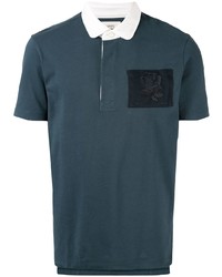 Темно-бирюзовая футболка-поло с вышивкой