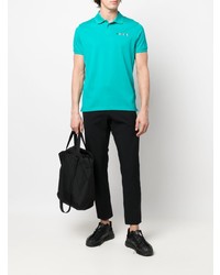 Мужская темно-бирюзовая футболка-поло от Moncler
