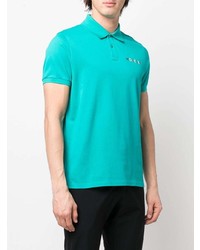 Мужская темно-бирюзовая футболка-поло от Moncler