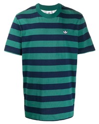 Мужская темно-бирюзовая футболка с круглым вырезом в горизонтальную полоску от adidas