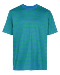 Мужская темно-бирюзовая футболка с круглым вырезом в горизонтальную полоску от Supreme
