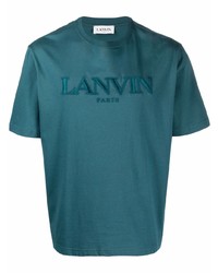 Мужская темно-бирюзовая футболка с круглым вырезом с вышивкой от Lanvin