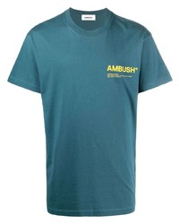 Мужская темно-бирюзовая футболка с круглым вырезом с принтом от Ambush