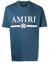 Мужская темно-бирюзовая футболка с круглым вырезом с принтом от Amiri