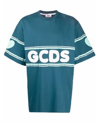 Мужская темно-бирюзовая футболка с круглым вырезом с принтом от Gcds